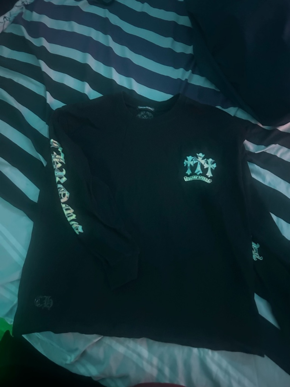 Chrome Hearts black Crewneck Tee with camo Logo